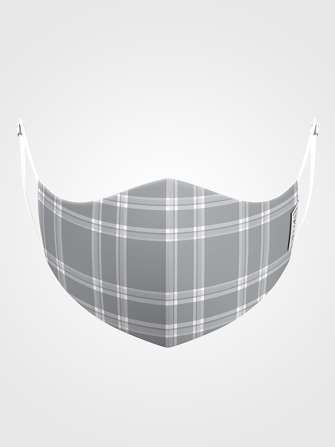 

DDecor Unisex Grey & White Checked 3-Ply Adjustable Reusable Cloth Mask