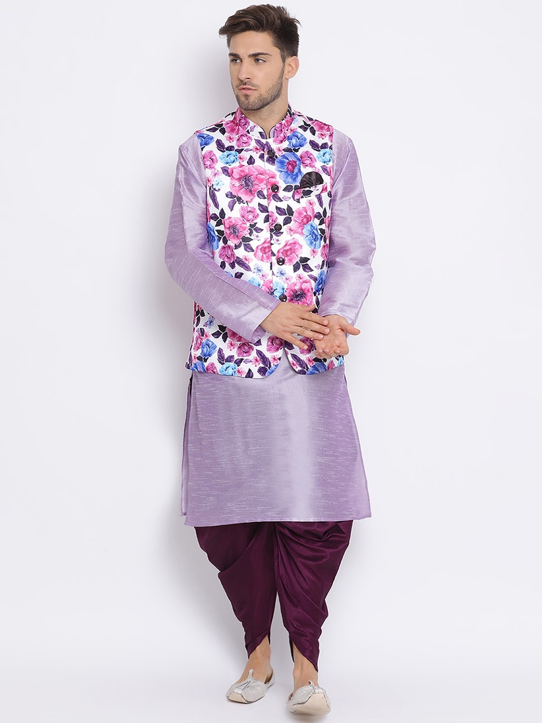 Hangup Men Multicoloured Solid Kurta with Dhoti Pants, Multi