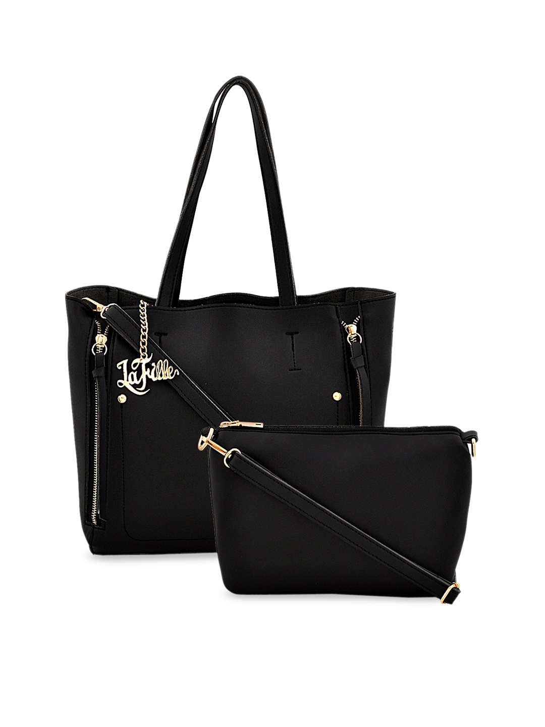 

LaFille Black Solid Shoulder Bag with Pouch
