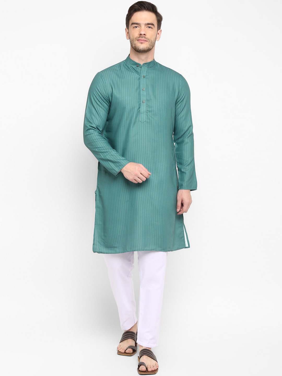 hangup trend Men Green Solid Kurta with Pyjamas