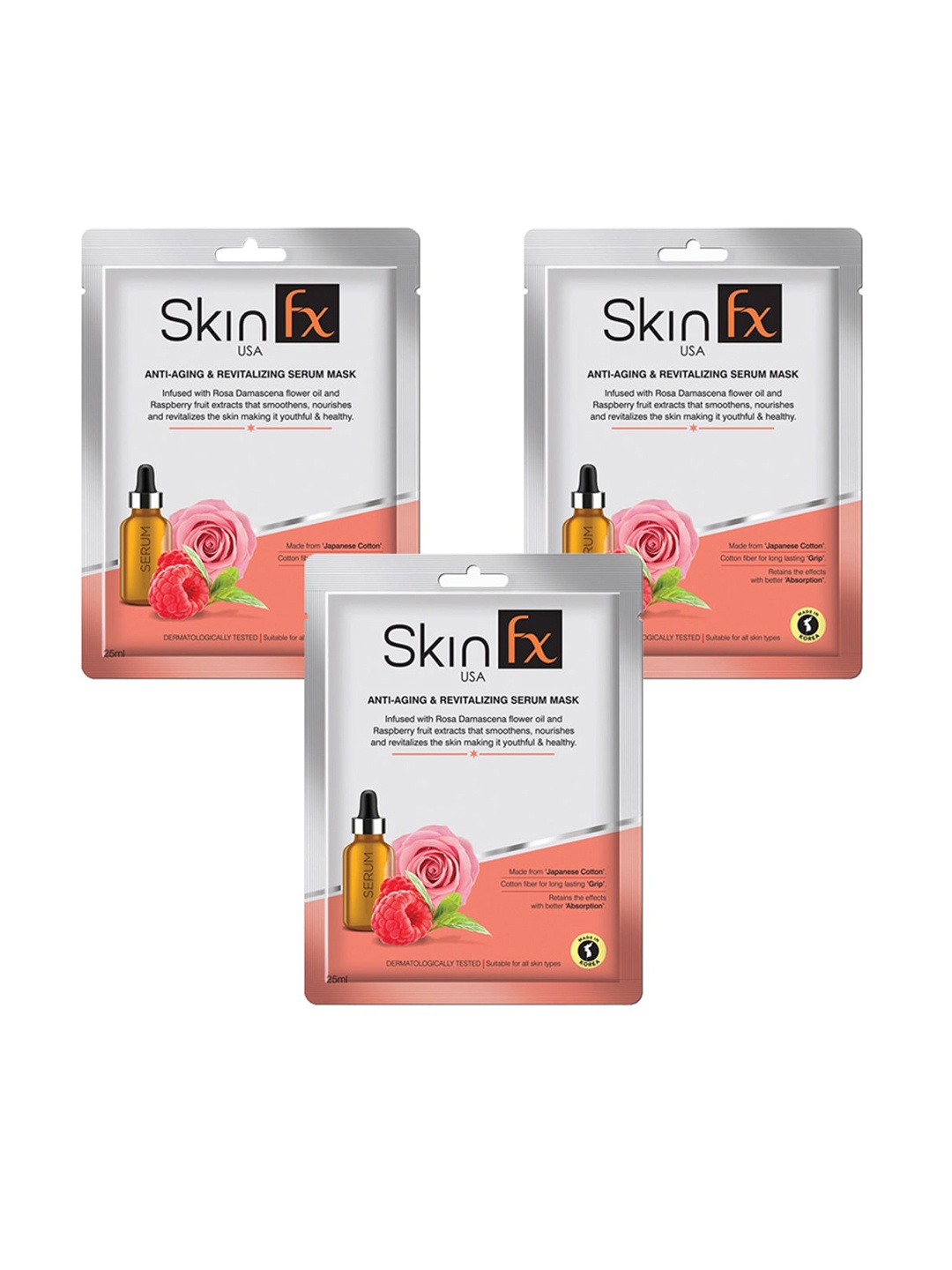 

Skin Fx Set of 3 Anti-Aging and Revitalizing Serum Masks, White