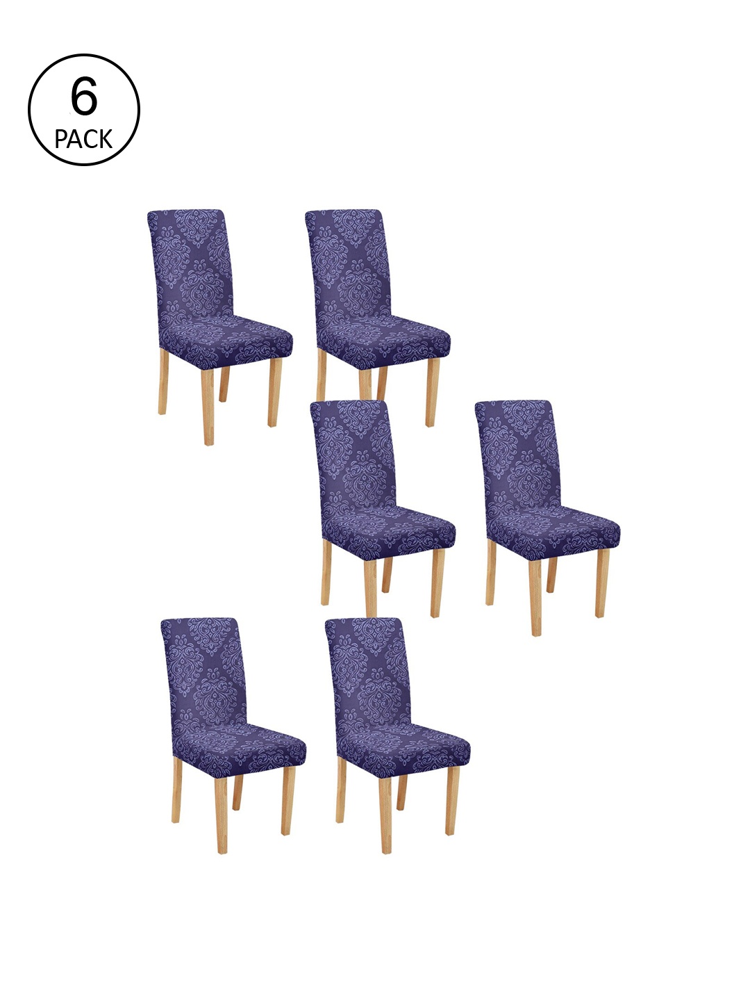 

Cortina Set Of 6 Purple Self-Design Chair Covers