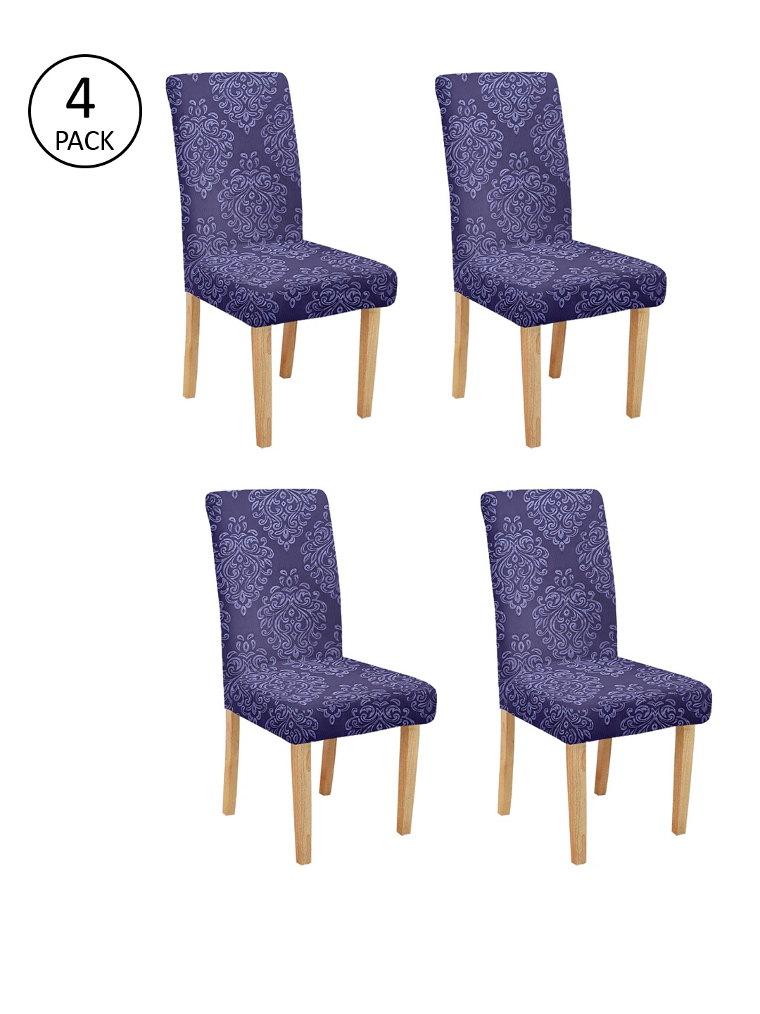 

Cortina Set Of 4 Purple Printed Chair Covers