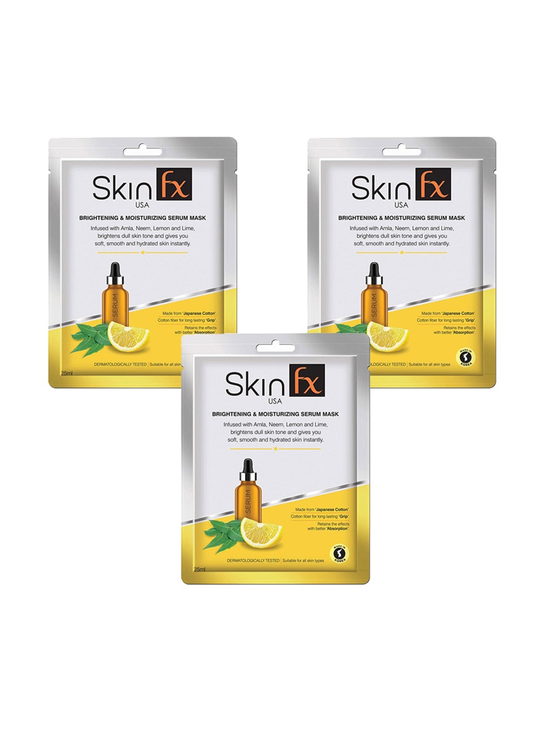 

Skin Fx Set of 3 Brightening & Moisturizing Serum Masks, White