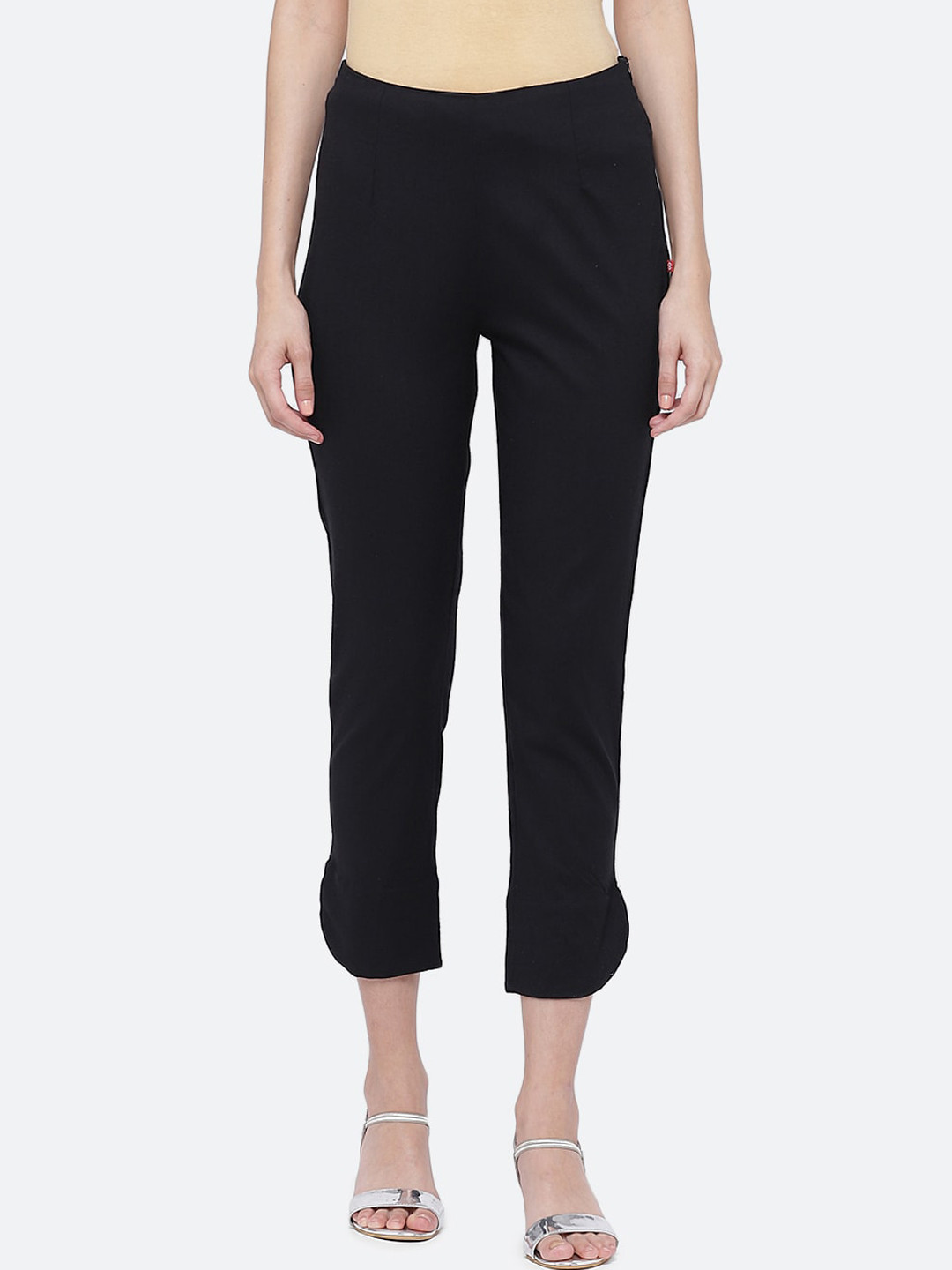 

Biba Women Black Regular Fit Solid Cigarette Trousers