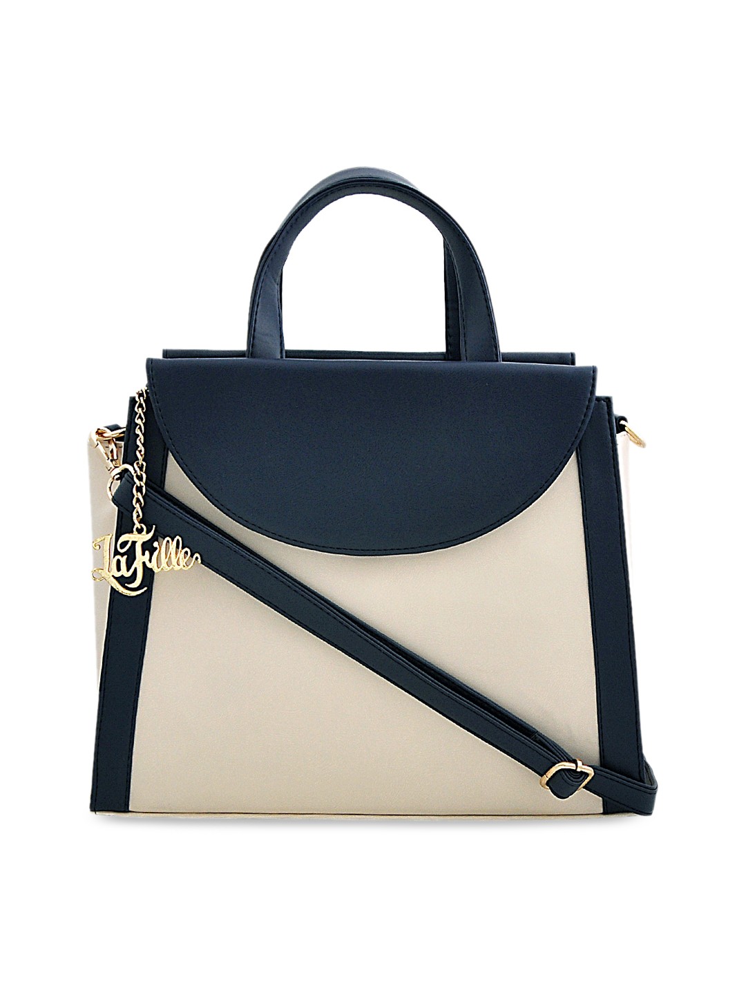 

LaFille Blue & Off-White Colourblocked Handheld Bag