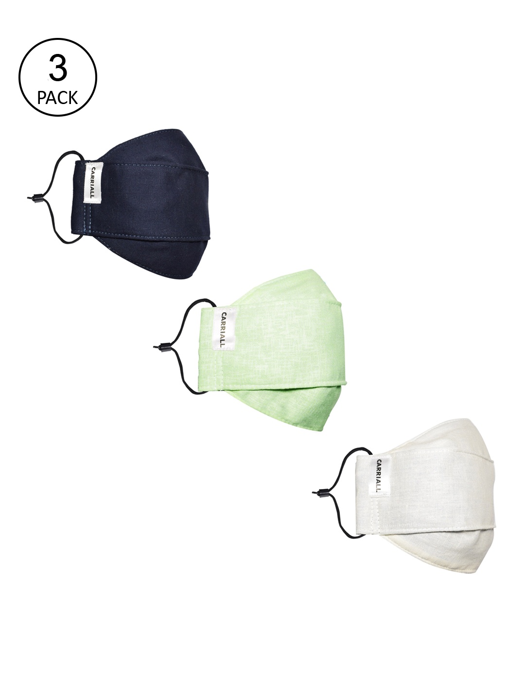 

CARRIALL Pack Of 3 Assorted 3-ply Reusable Cotton Cloth Masks