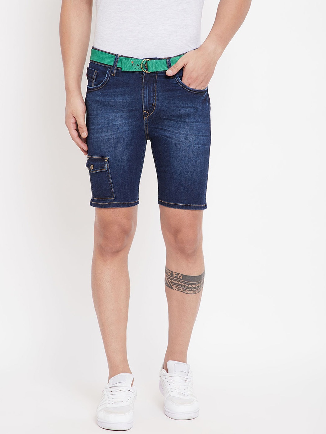 

Canary London Men Blue Washed Regular Fit Denim Shorts