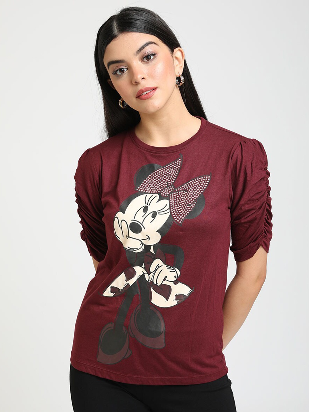 

Kazo Women Maroon Printed Round Neck T-shirt
