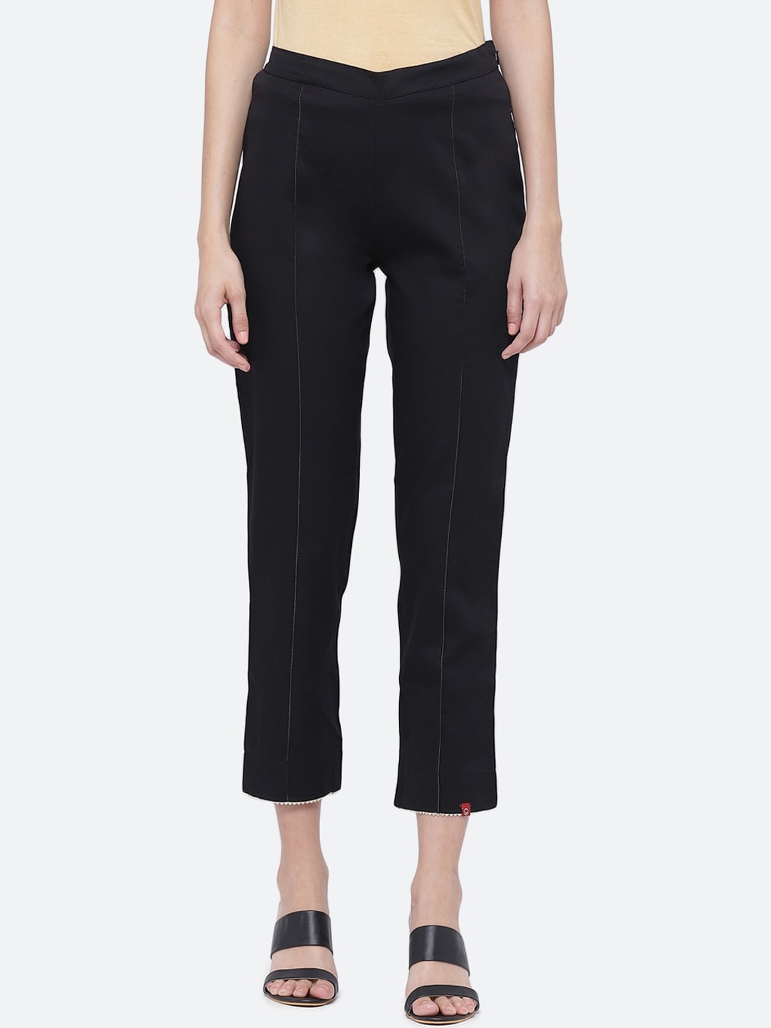 

Biba Women Black Slim Fit Solid Regular Trousers