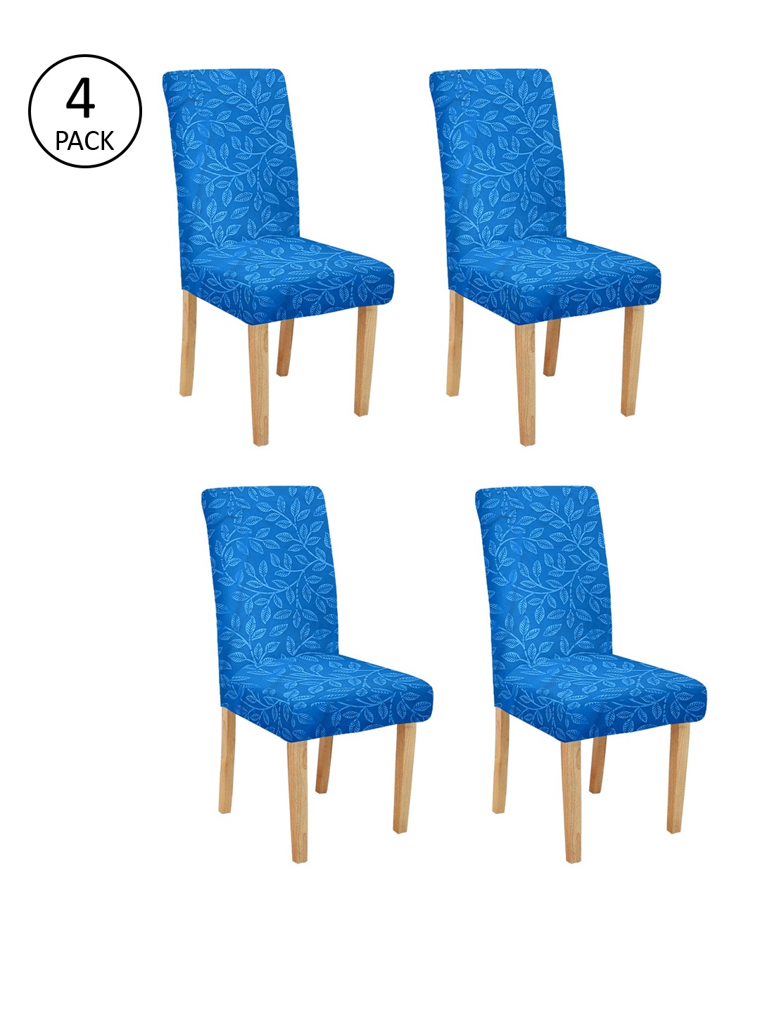 Cortina Set Of 4 Blue Printed Chair Covers