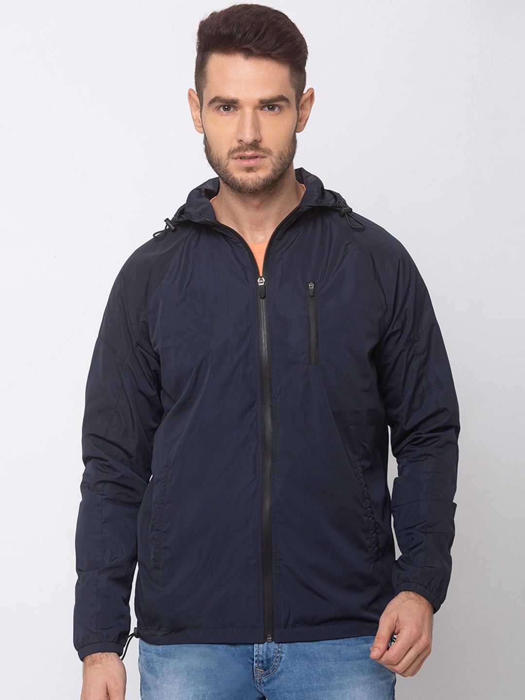 

SPYKAR Men Navy Blue Solid Bomber