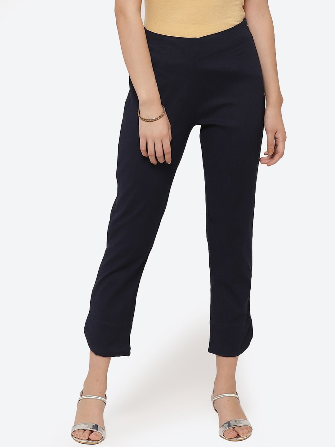 

Biba Women Navy Blue Regular Fit Solid Regular Trousers