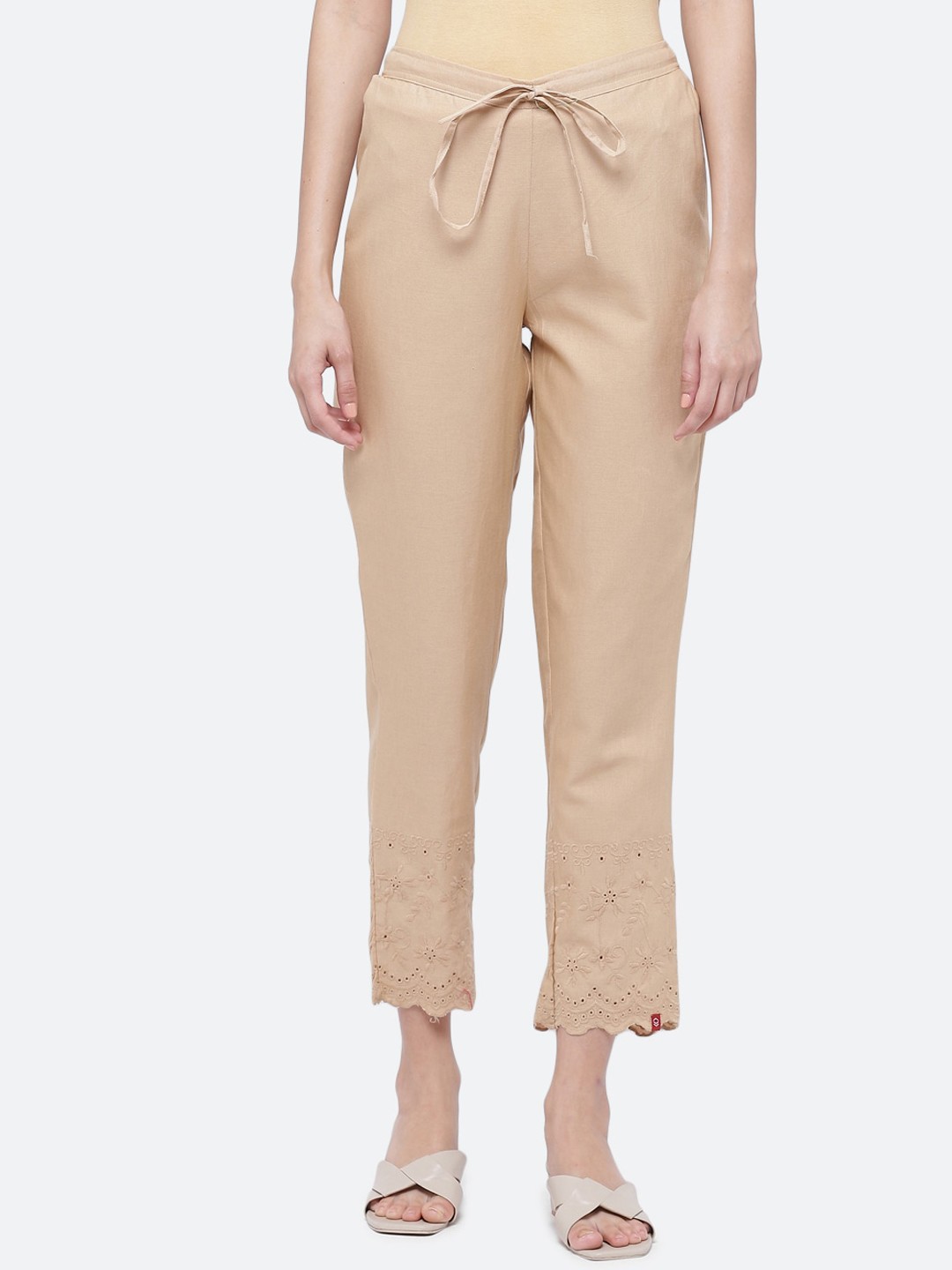 

Biba Women Beige Regular Fit Solid Regular Trousers