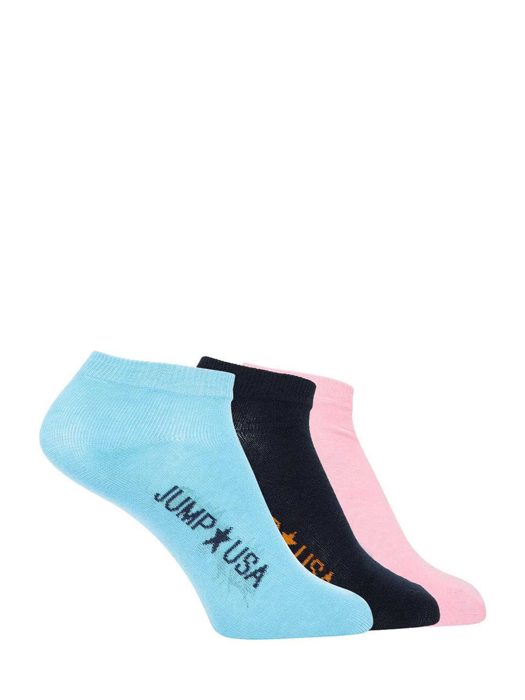 

JUMP USA Women Pack Of 3 Solid Cotton Ankle-Length Socks, Blue