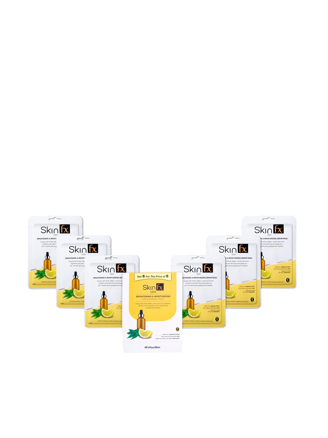 

Skin Fx Set of 6 Brightening & Moisturizing Serum Masks, White