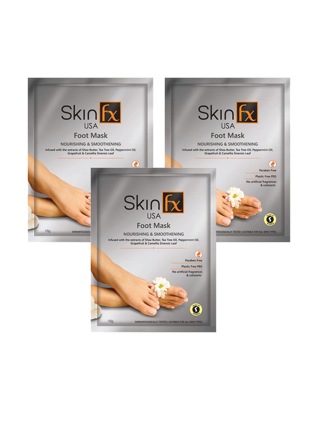 

Skin Fx Set of 3 Nourishment And Smoothening Foot Masks, White