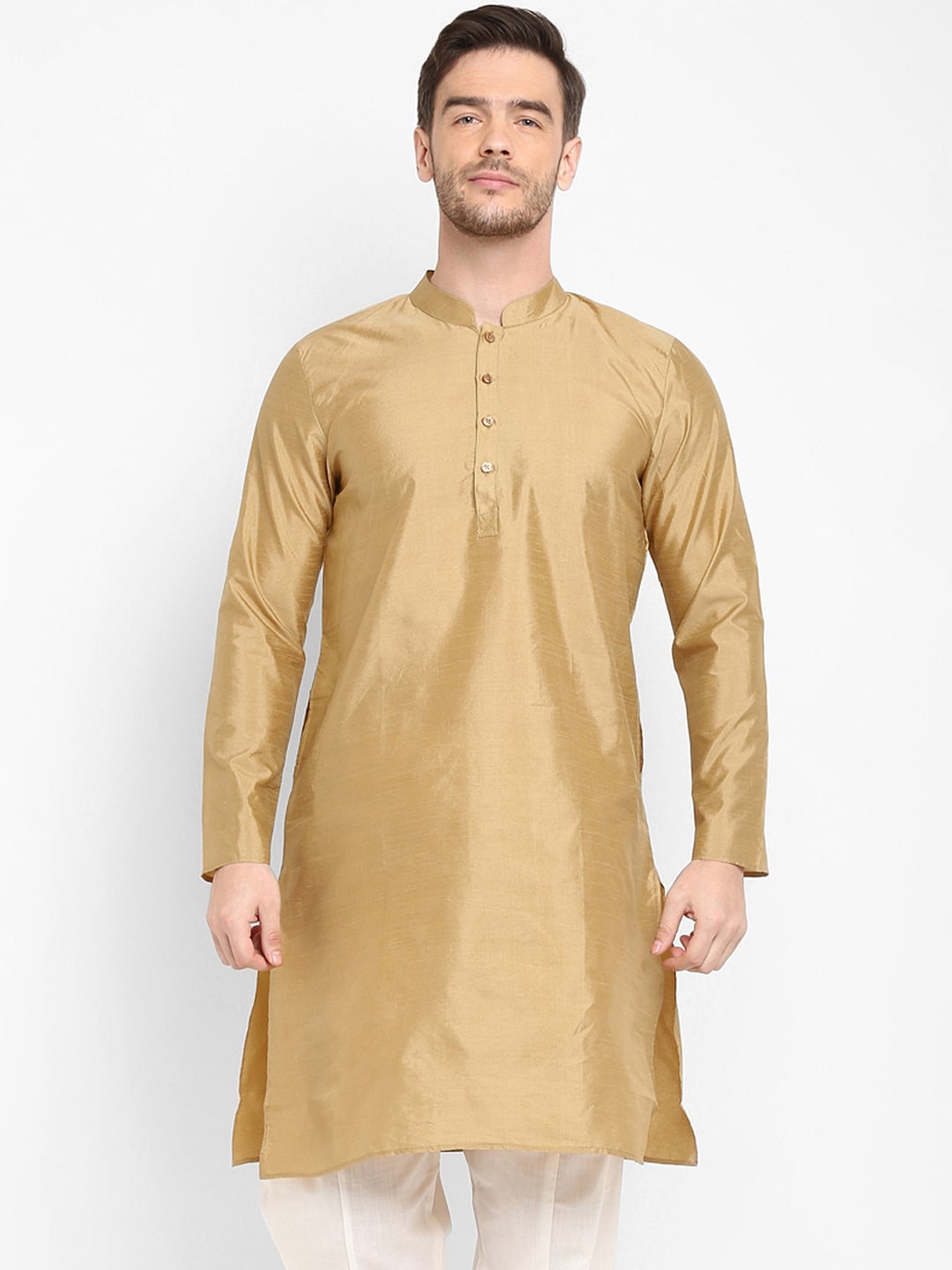 hangup trend Men Khaki Solid Straight Kurta