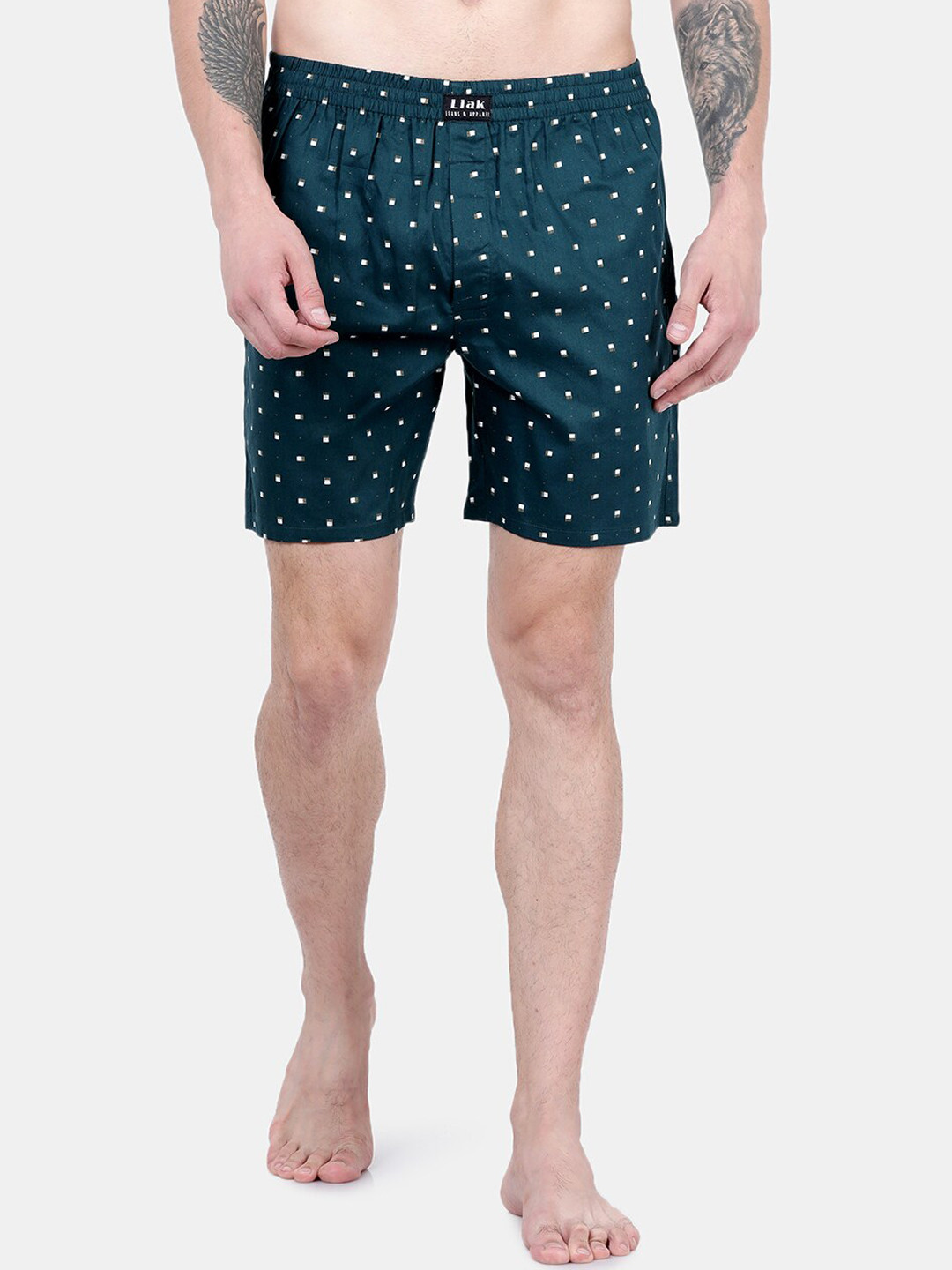 

Llak Jeans Men Teal Blue & White Printed Boxer Boxer-25-BP