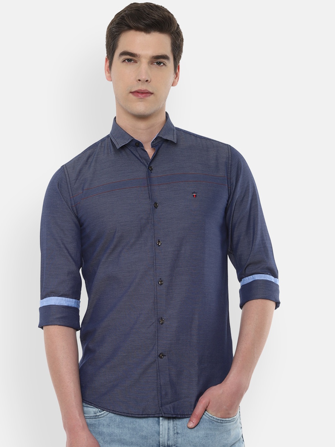

Louis Philippe Sport Men Navy Blue Slim Fit Self Design Casual Shirt