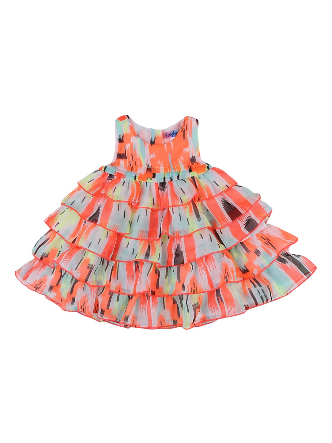 

Nauti Nati Girls Orange & Blue Printed Fit and Flare Dress