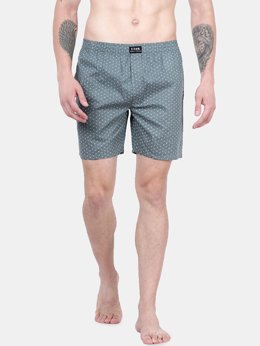 

Llak Jeans Men Green & White Printed Boxers Boxer-27-SP
