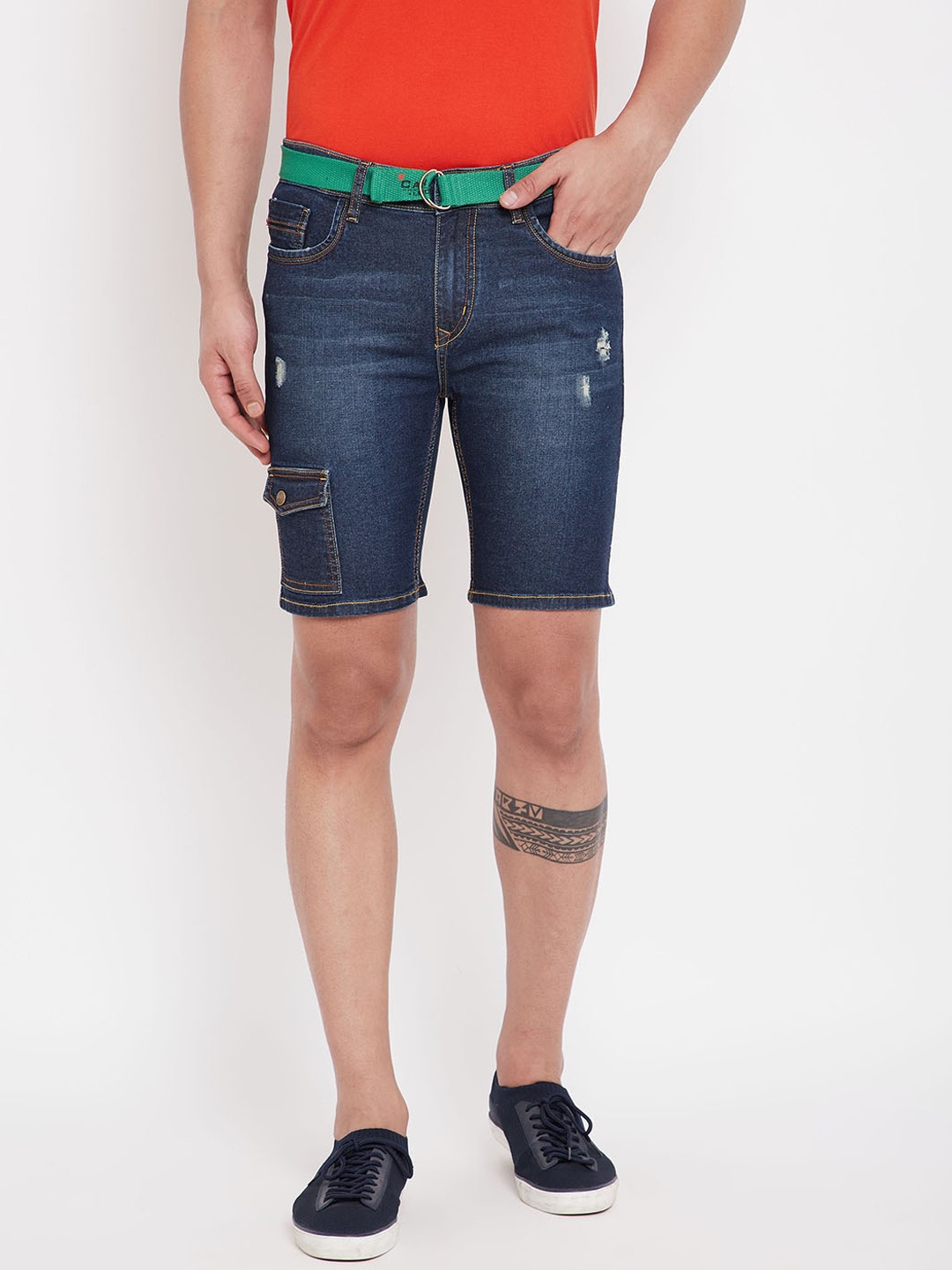 

Canary London Men Blue Solid Regular Fit Denim Shorts