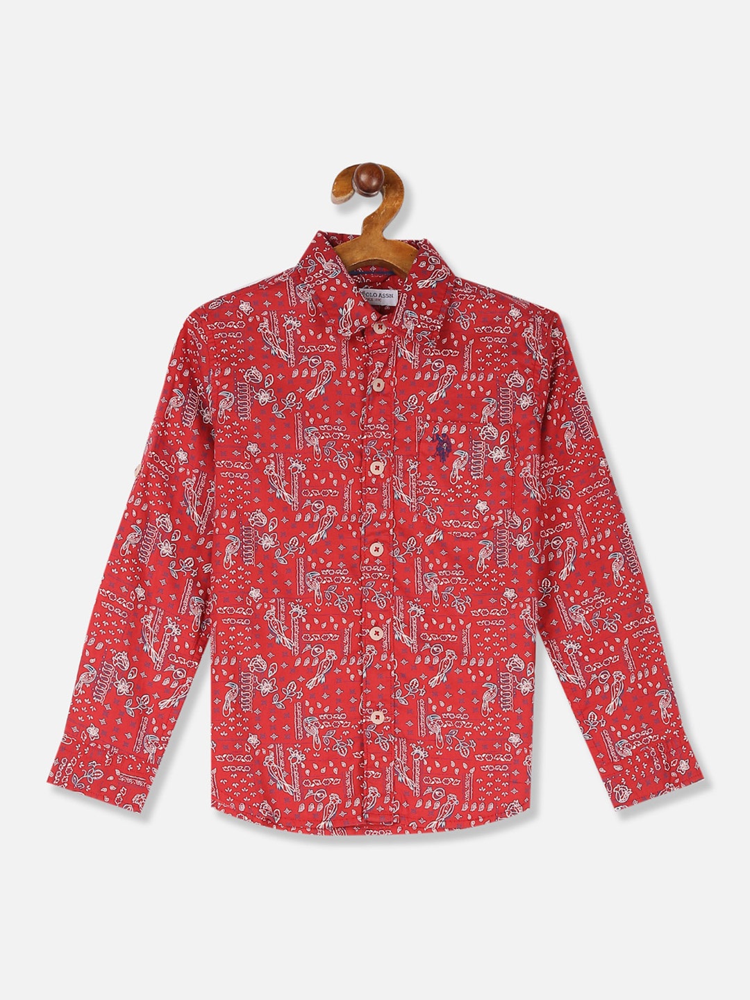 

U.S. Polo Assn. Boys Red & Grey Printed Regular Fit Casual Shirt