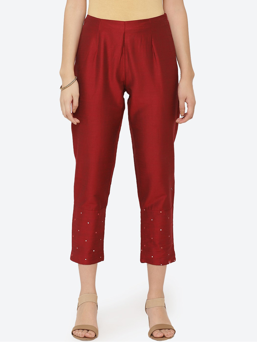 

Biba Women Maroon Regular Fit Solid Regular Trousers