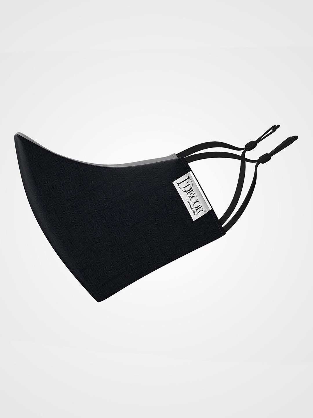 DDecor Black Solid 3-Ply Solid Reusable Anti-Viral Protective Outdoor Face Mask