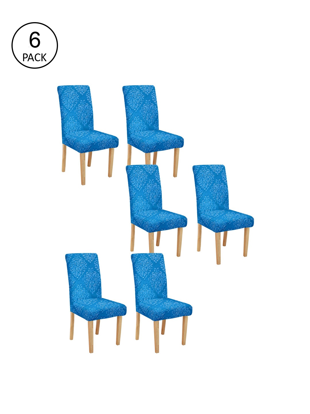 

Cortina Set Of 6 Blue & White Printed Chair Covers