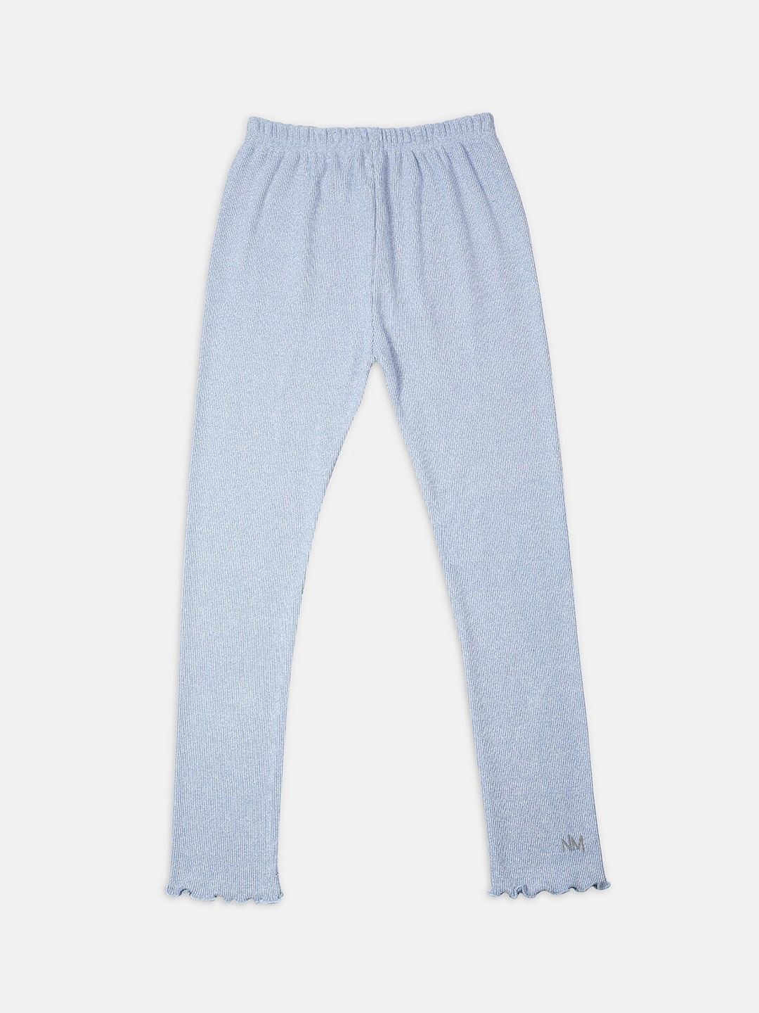 

Nins Moda Girls Sky Blue Solid Cotton Ankle-Length Leggings