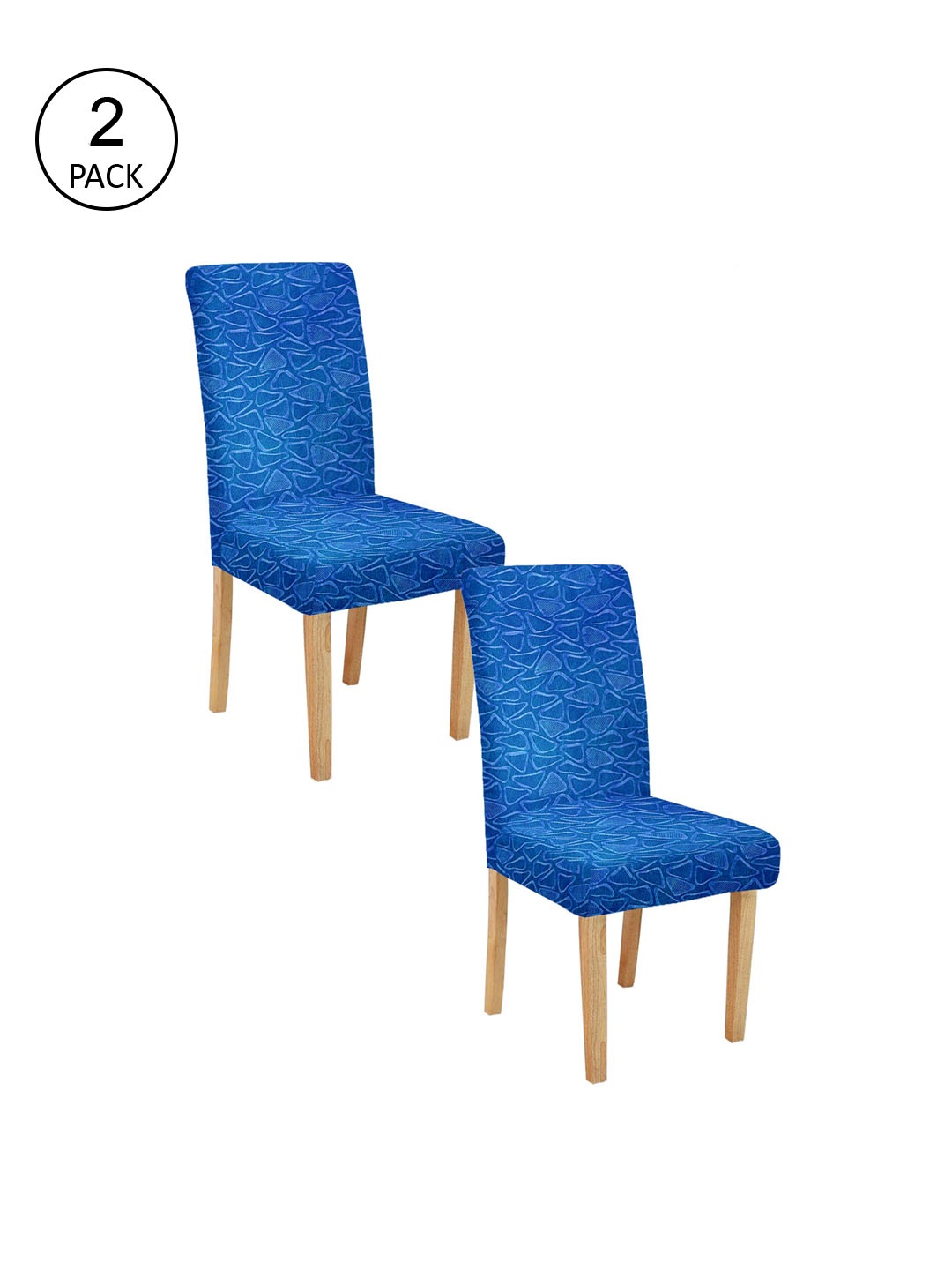 

Cortina Set of 2 Blue Self Design Chair Covers