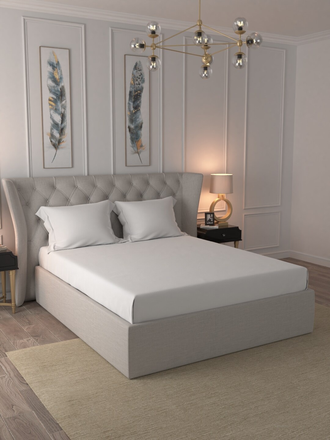 

MYTRIDENT White Solid 400 TC Cotton 1 King Bedsheet with 2 Pillow Covers