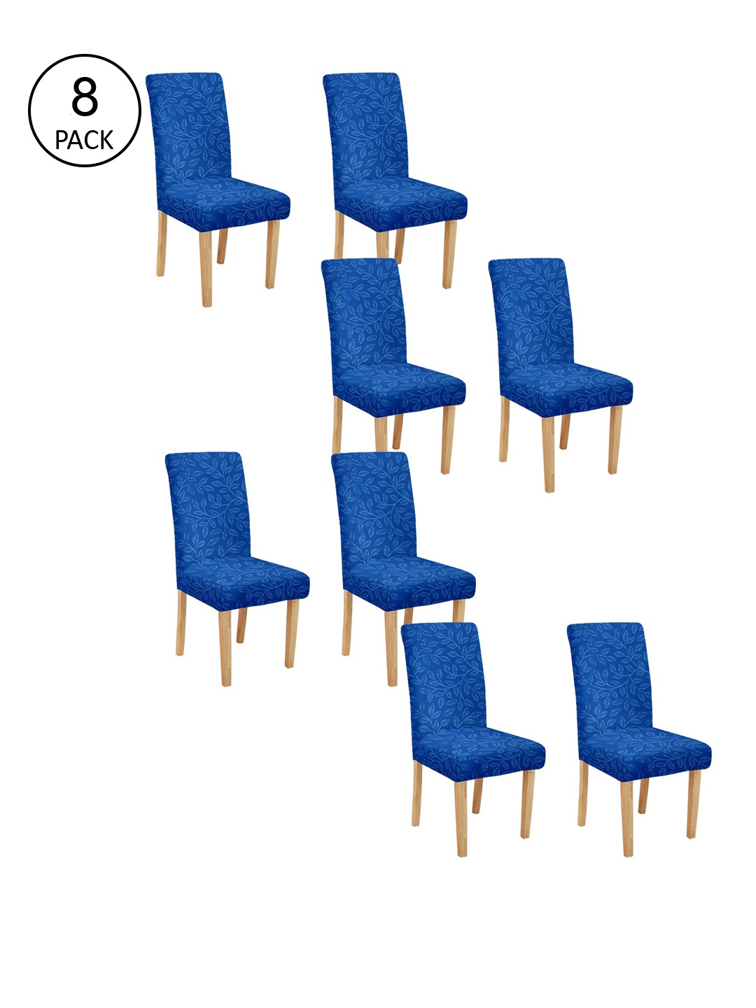 

Cortina Set Of 8 Blue Self Design Chair Covers