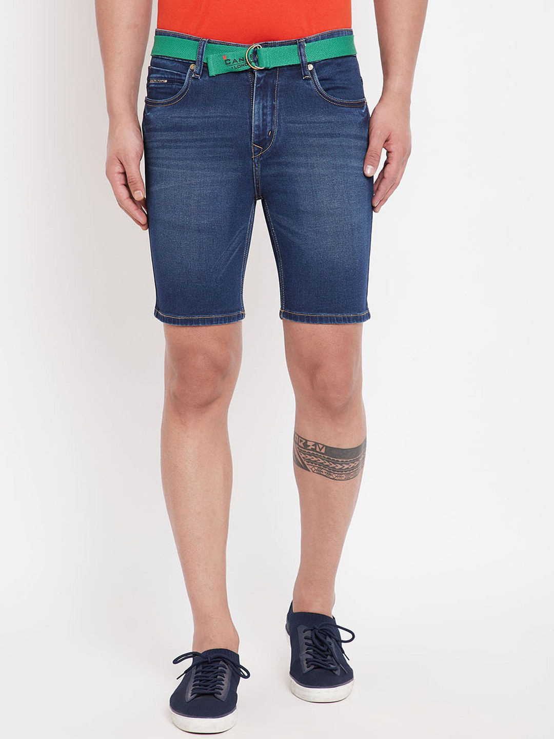 

Canary London Men Blue Washed Regular Fit Denim Shorts