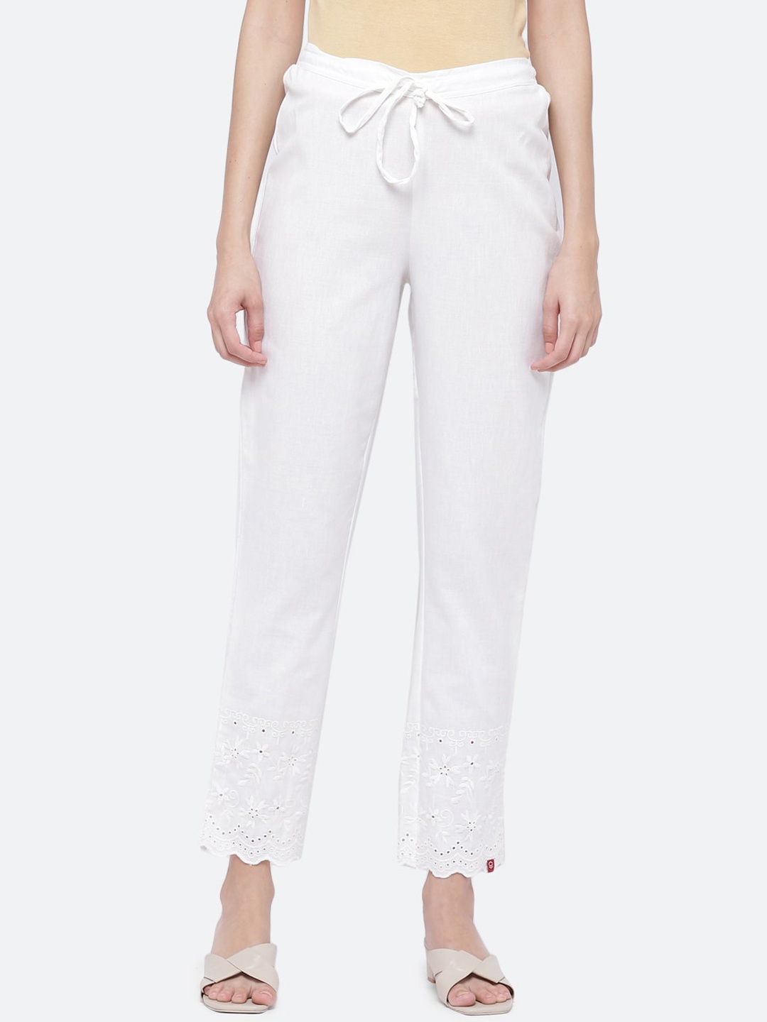 

Biba Women White Regular Fit Solid Regular Trousers