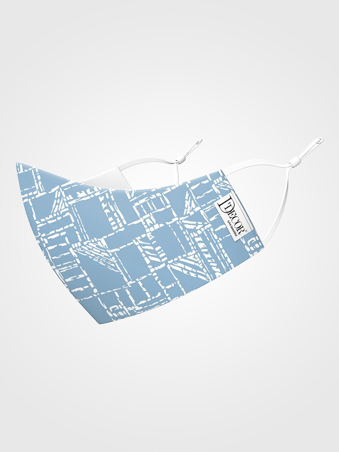 DDecor Unisex Blue & White Printed 3-Ply Pure Cotton Cloth Mask