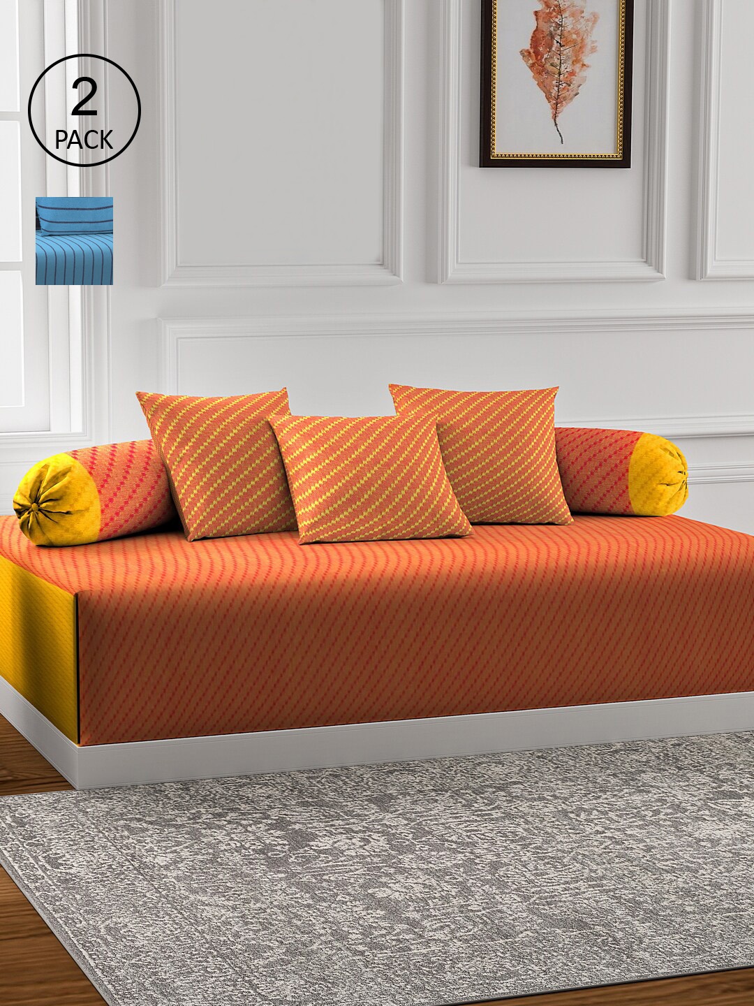 

KLOTTHE 2 Woven Design Cotton Single Bedsheet With 4 Bolster Covers & 6 Cushion Covers, Multi