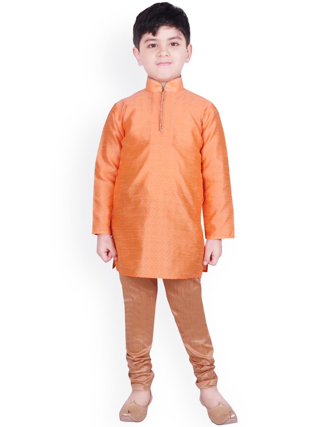 

SG YUVRAJ Boys Orange & Brown Woven Design Kurta with Churidar