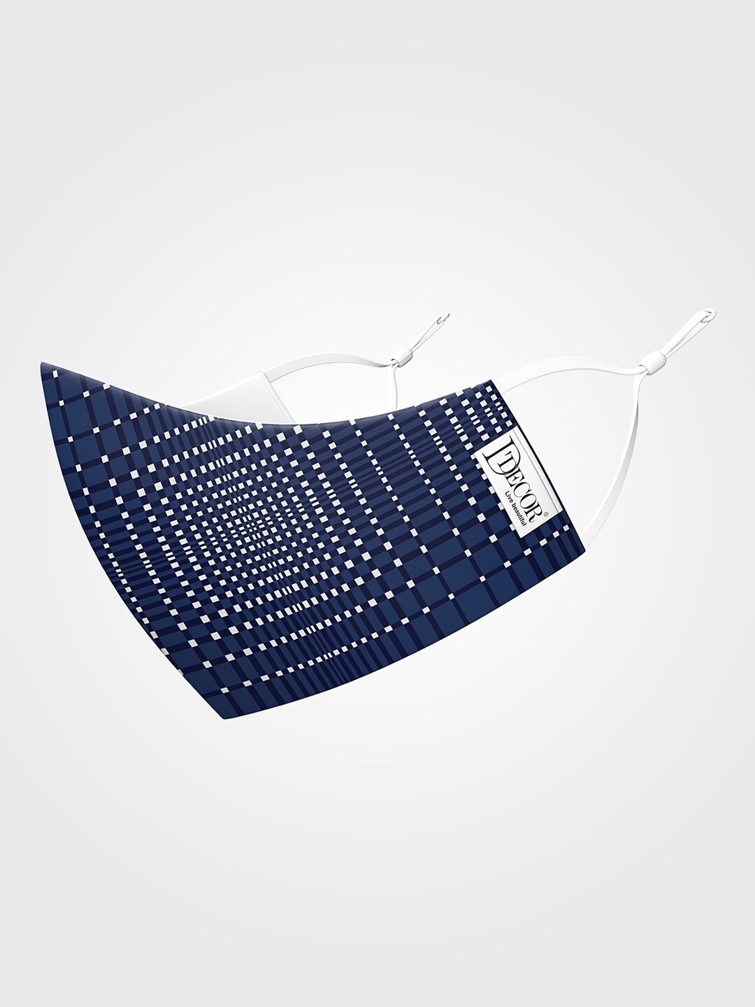 

DDecor Unisex Blue & White Printed 3-Ply Adjustable Reusable Cotton Cloth Masks