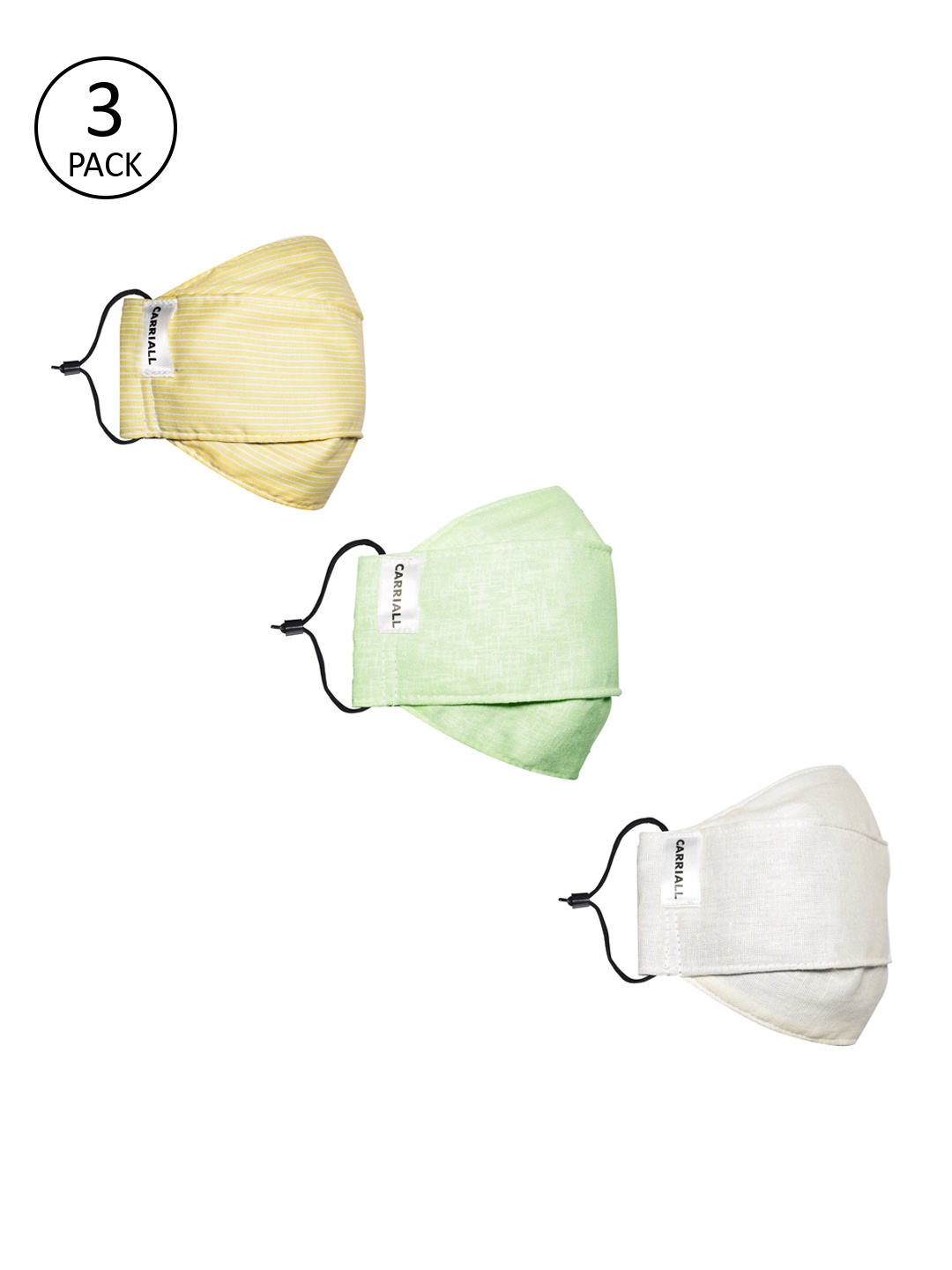 CARRIALL Pack Of 3 Assorted 3-Ply Reusable Cotton Mask