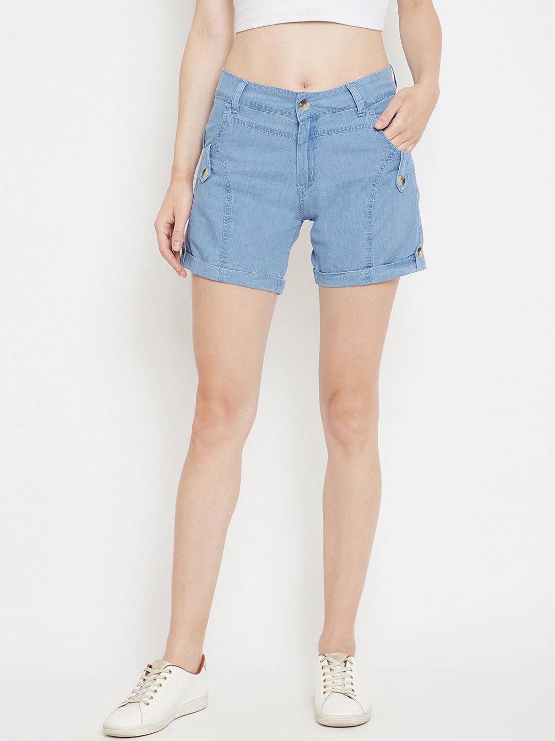 

C9 AIRWEAR Women Light Blue Mid-Rise Denim Shorts