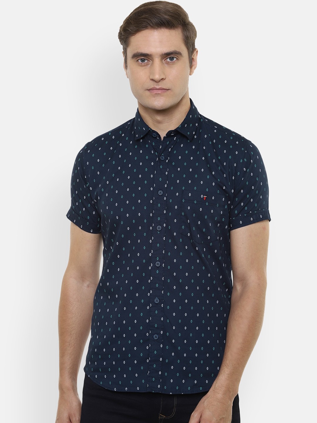 

Louis Philippe Jeans Men Navy Blue Slim Fit Printed Casual Shirt