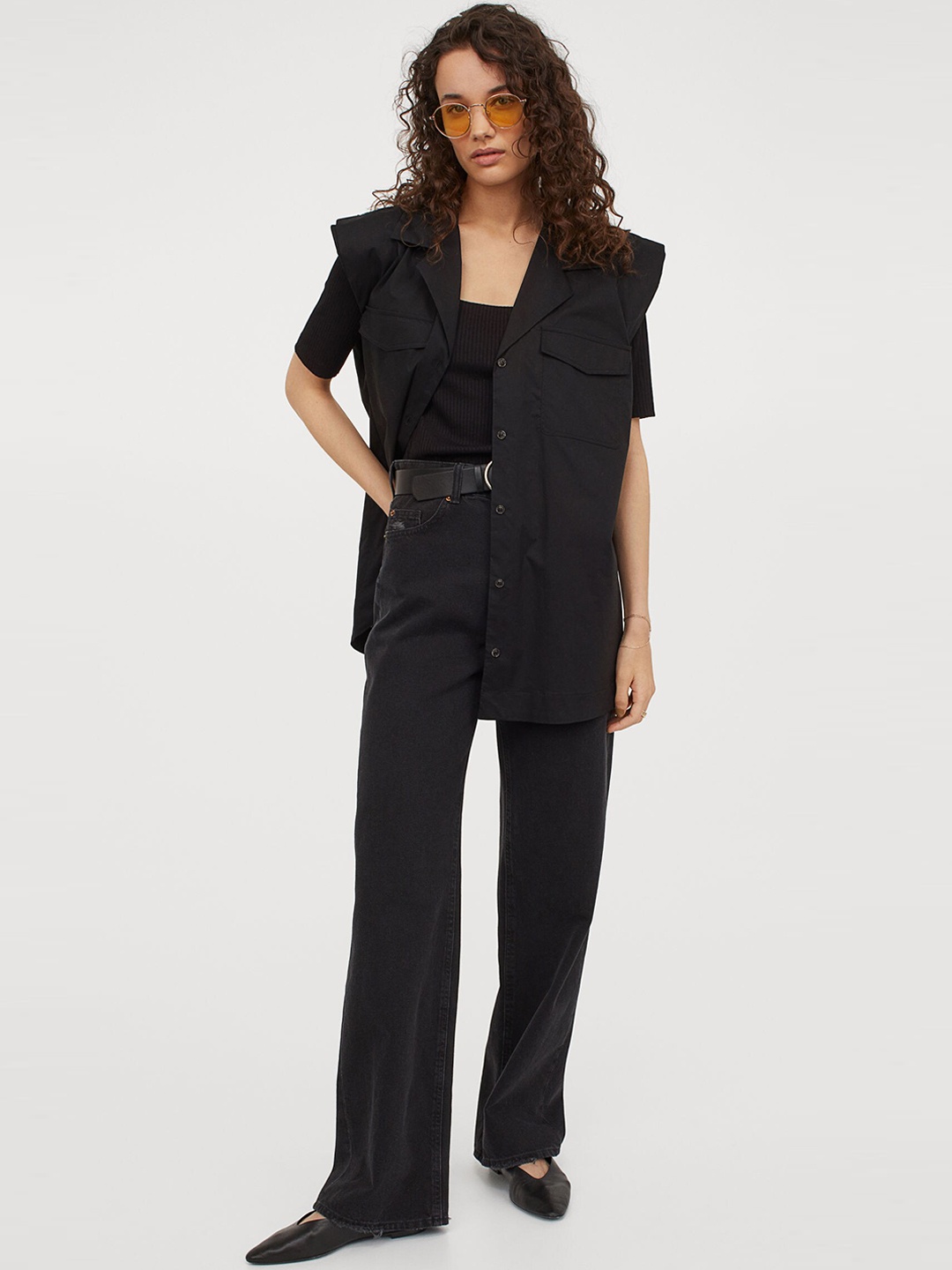 

H&M Women Black Solid Ribbed Top