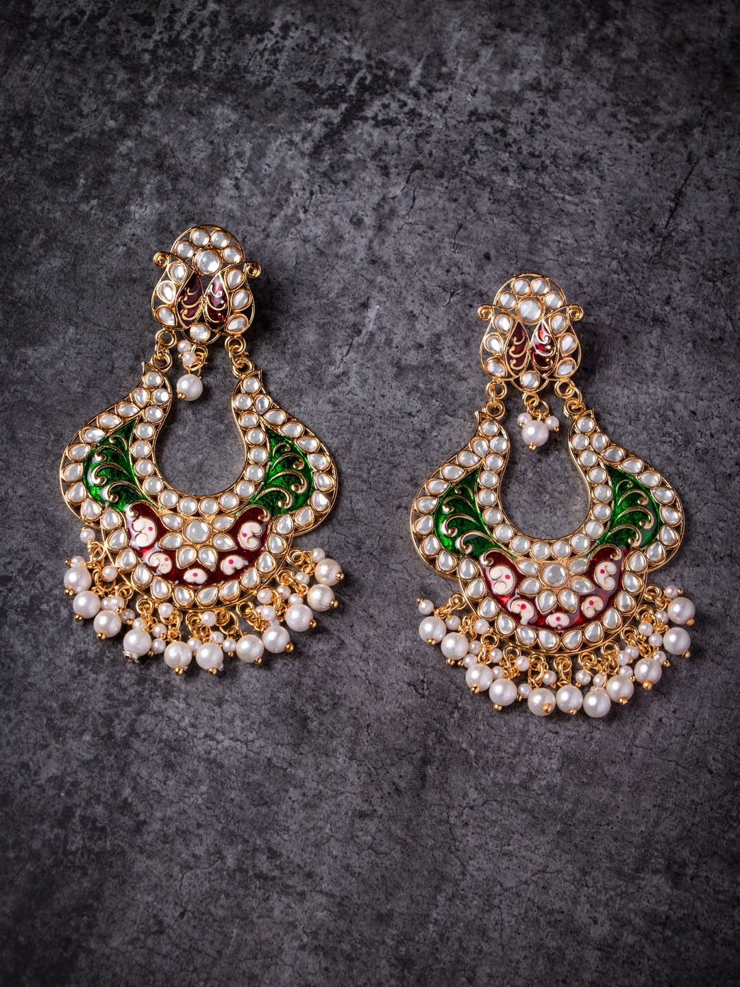 

MORKANTH JEWELLERY Gold-Plated & Maroon Contemporary Drop Earrings
