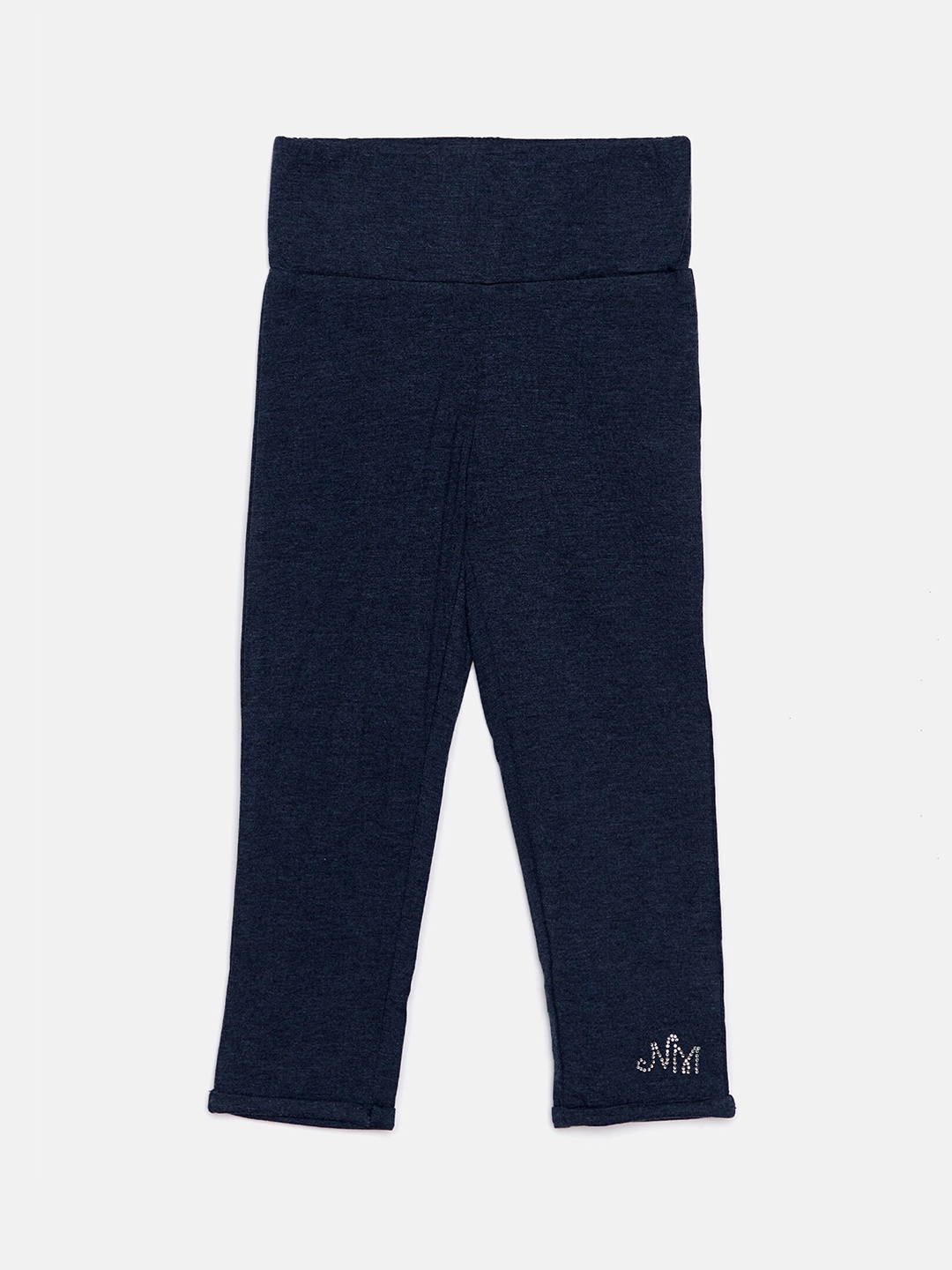 

Nins Moda Girls Navy Blue Solid Ankle-Length Cotton Leggings