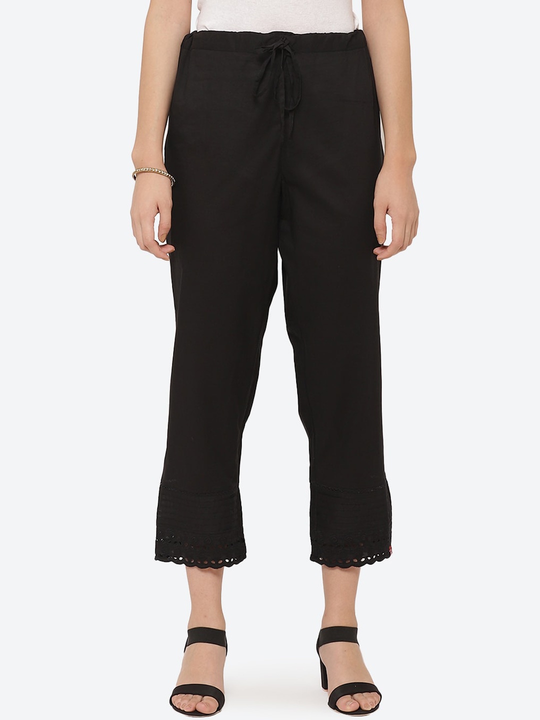 

Biba Women Black Regular Fit Solid Regular Trousers