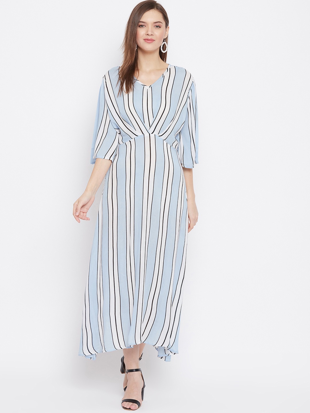 

Ruhaans Women Blue Striped Maxi Dress