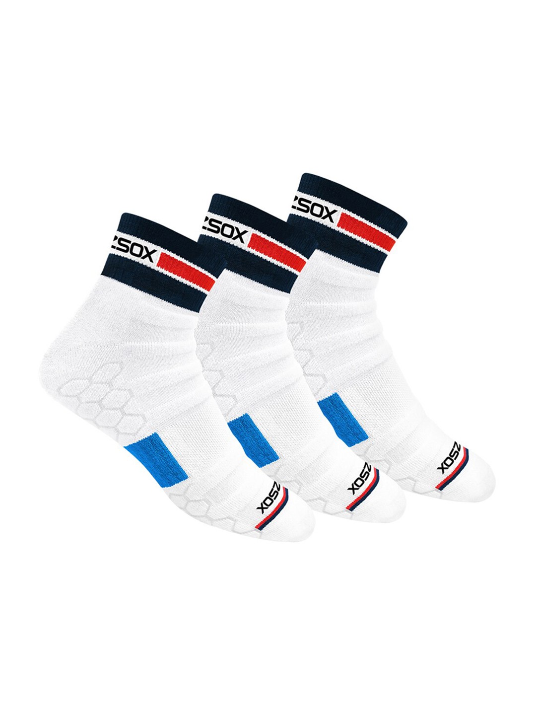 

BLITZSOX Men Pack Of 3 White & Black Patterned Hi-Tech Performance Above Ankle-Length Socks